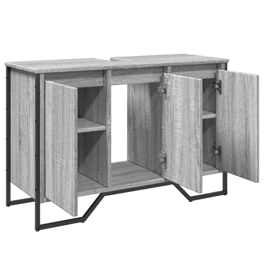 Wastafelkast 91x35x60 cm bewerkt hout grijs sonoma eikenkleurig