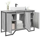Washbasin cabinet 91x35x60 cm engineered wood grey Sonoma oak effect