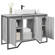Wastafelkast 91x35x60 cm bewerkt hout grijs sonoma eiken