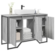 Wastafelkast 91x35x60 cm bewerkt hout grijs sonoma eikenkleurig