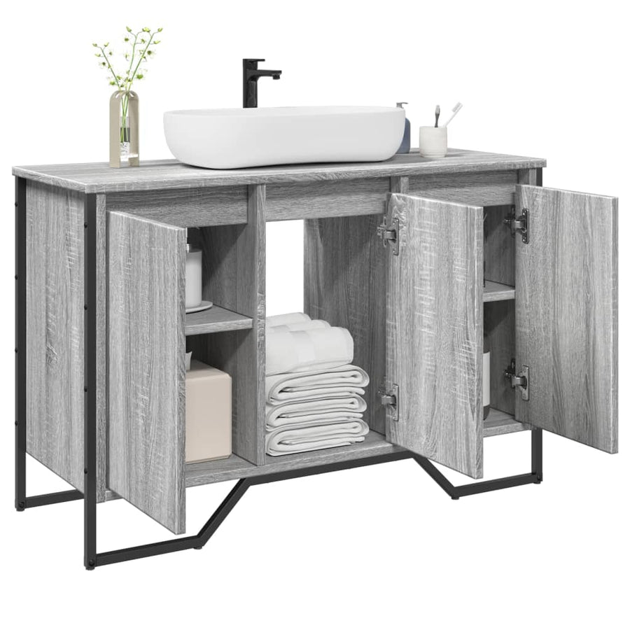 Wastafelkast 91x35x60 cm bewerkt hout grijs sonoma eikenkleurig