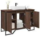 Wastafelkast 91x35x60 cm bewerkt hout bruin eiken