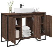 Wastafelkast 91x35x60 cm bewerkt hout bruin eiken