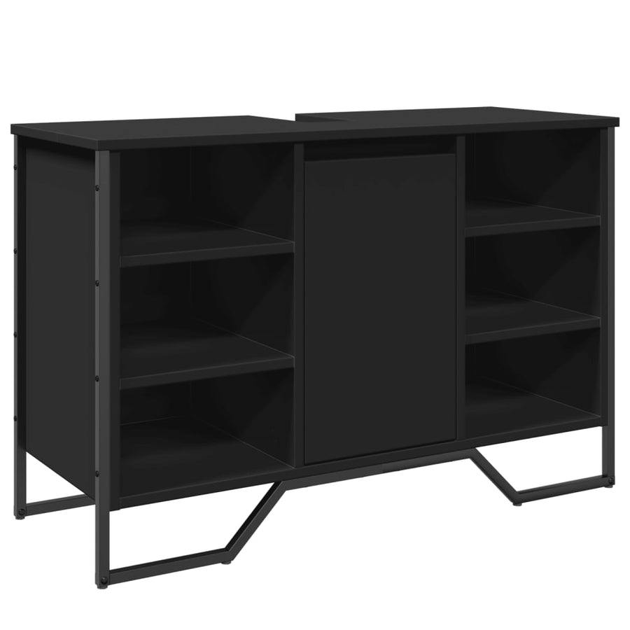 Wastafelkast 91x35x60 cm bewerkt hout zwart