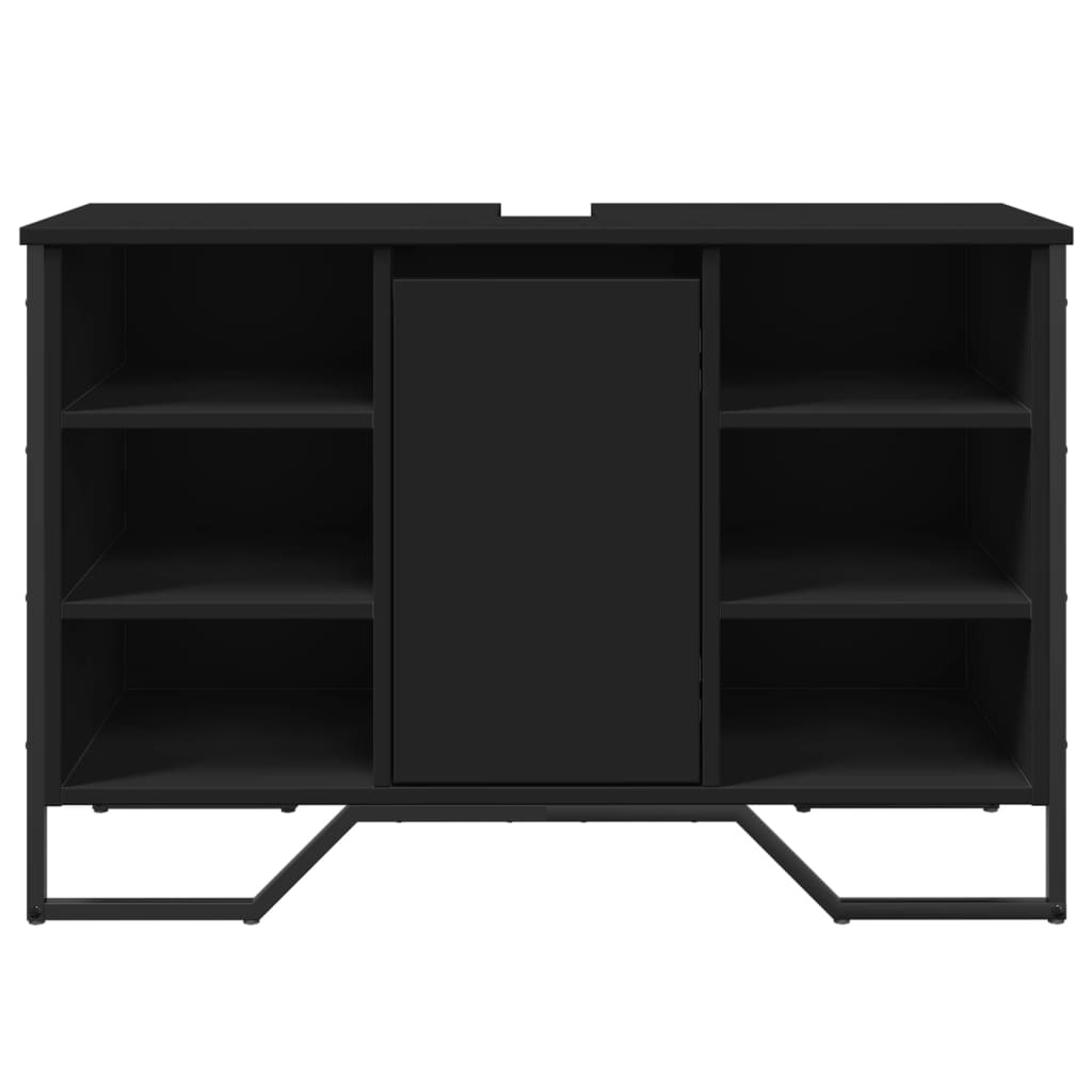 Wastafelkast 91x35x60 cm bewerkt hout zwart