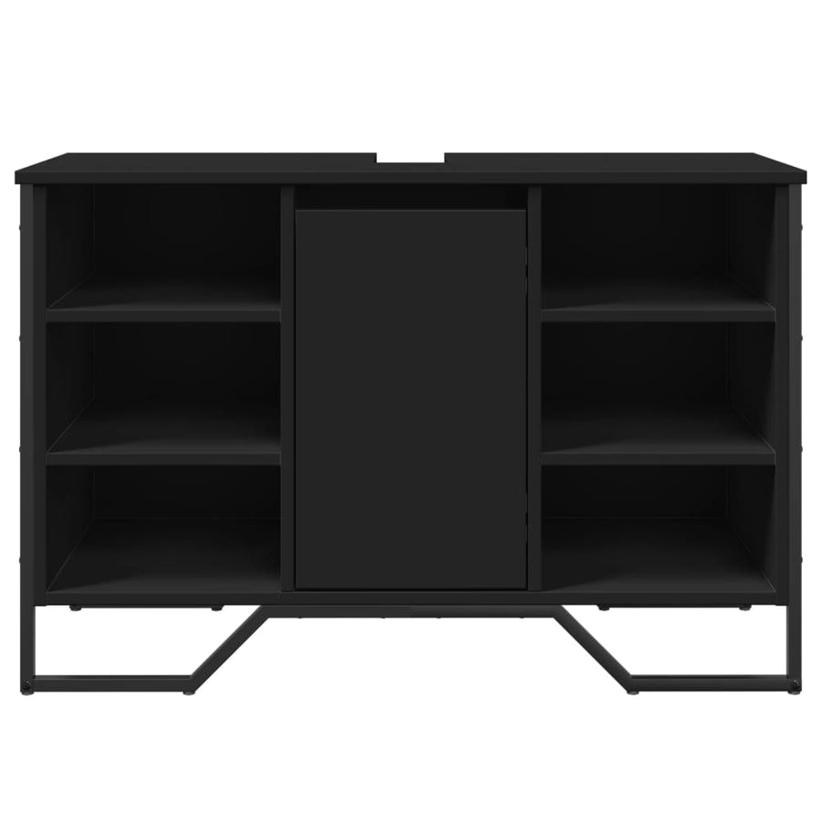Wastafelkast 91x35x60 cm bewerkt hout zwart