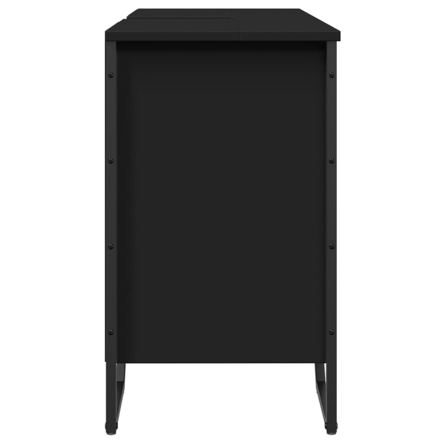 Wastafelkast 91x35x60 cm bewerkt hout zwart