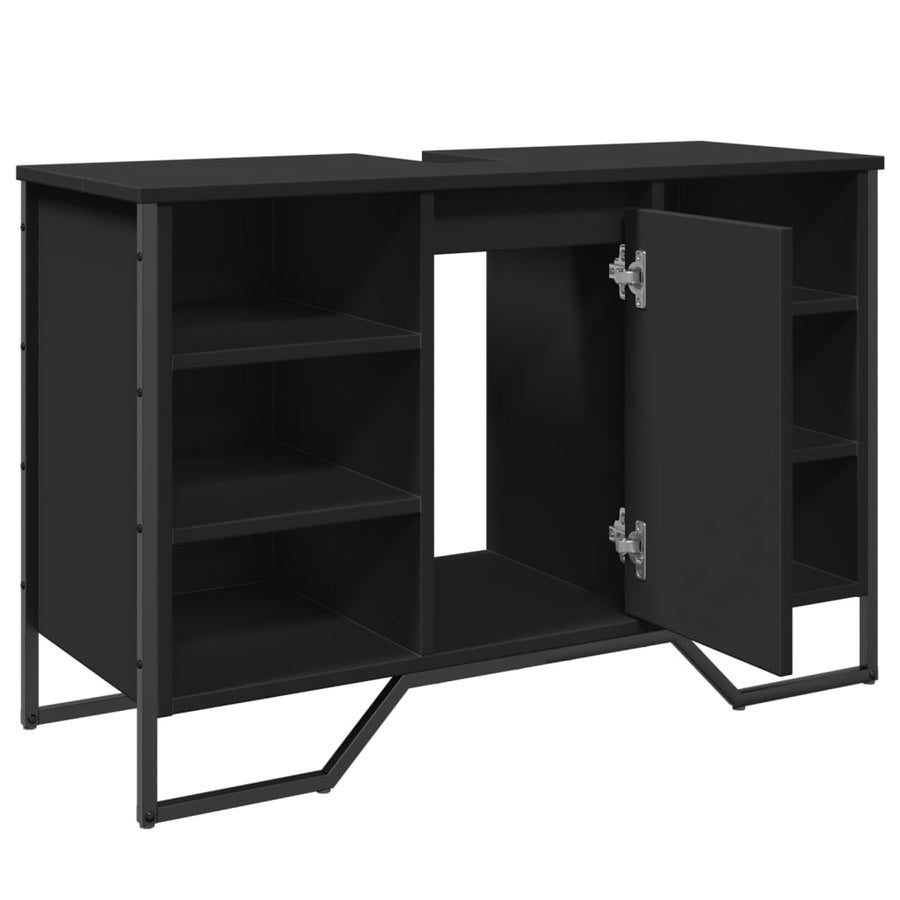 Wastafelkast 91x35x60 cm bewerkt hout zwart