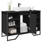 Washbasin cabinet 91x35x60 cm engineered wood black