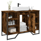 Bathroom cabinet 91x35x60 cm engineered wood smoked oak colour
