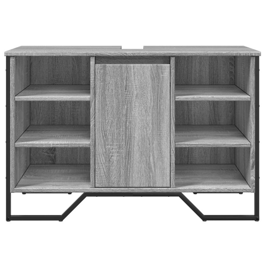 Wastafelkast 91x35x60 cm bewerkt hout grijs sonoma eikenkleurig