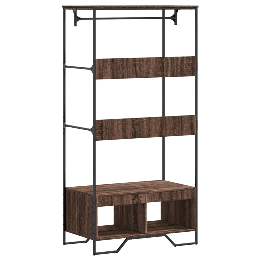 Kledingkast 90x50x180 cm bewerkt hout bruin eikenkleurig