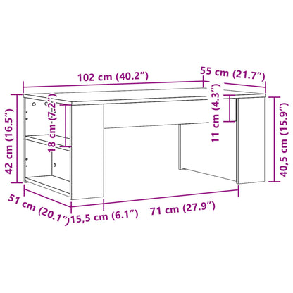 Salontafel 102x55x42 cm bewerkt hout betongrijs