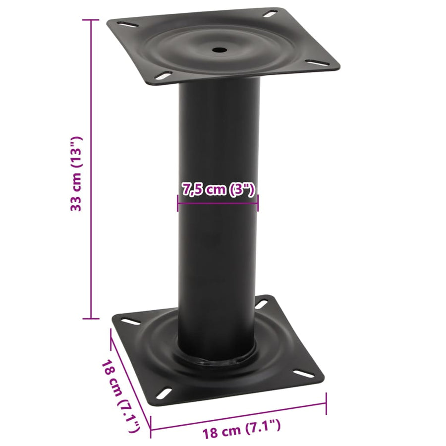 Bootstoelpoot Staal Zwart 33 cm