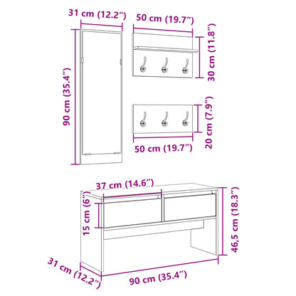 4-delige Halmeubelset bewerkt hout wit