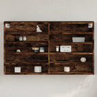 Vitrinekast 100x15x58 cm bewerkt hout gerookt eiken