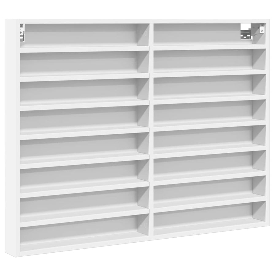 Vitrinekast 100x8,5x75 cm bewerkt hout wit