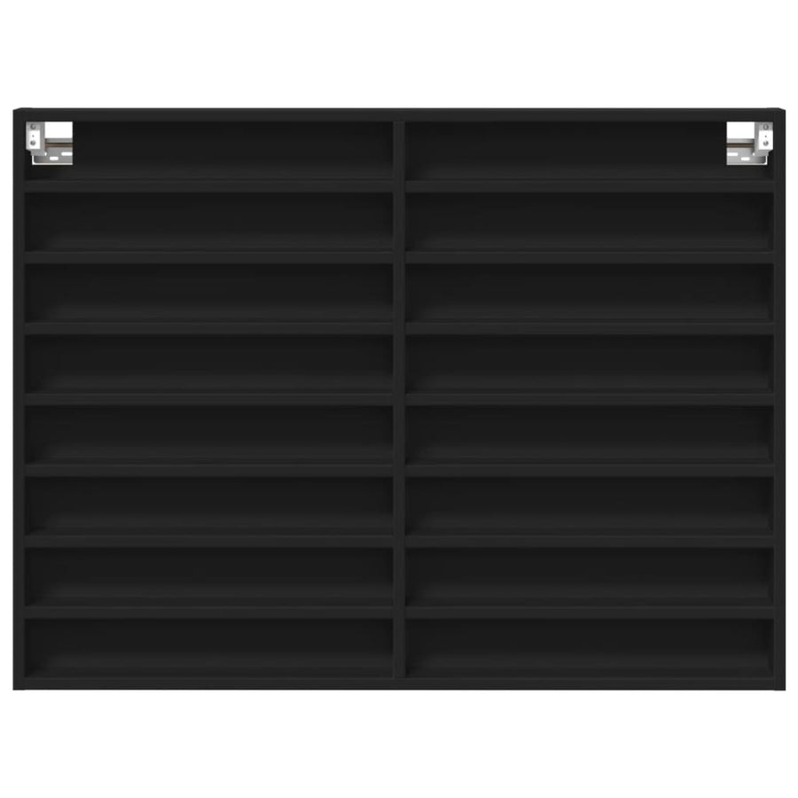 Vitrinekast 100x8,5x75 cm bewerkt hout zwart