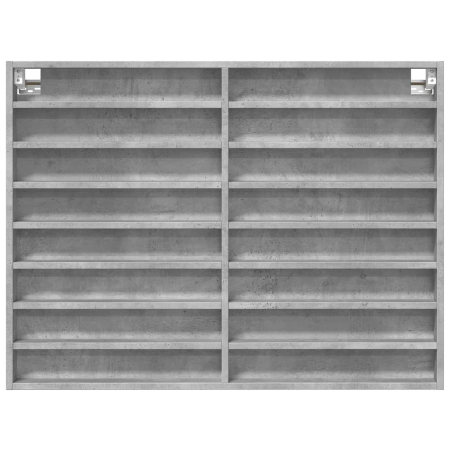 Vitrinekast 100x8,5x75 cm bewerkt hout betongrijs