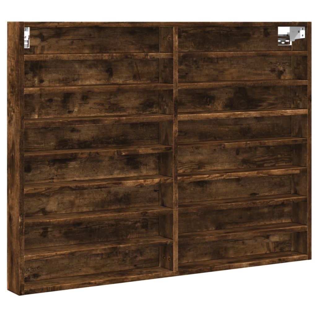 Vitrinekast 100X8,5X75 Cm Bewerkt Hout Gerookt Eikenkleurig Wit
