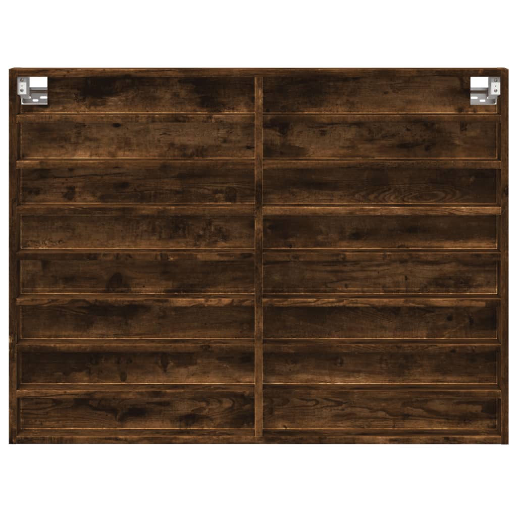 Vitrinekast 100X8,5X75 Cm Bewerkt Hout Gerookt Eikenkleurig Wit