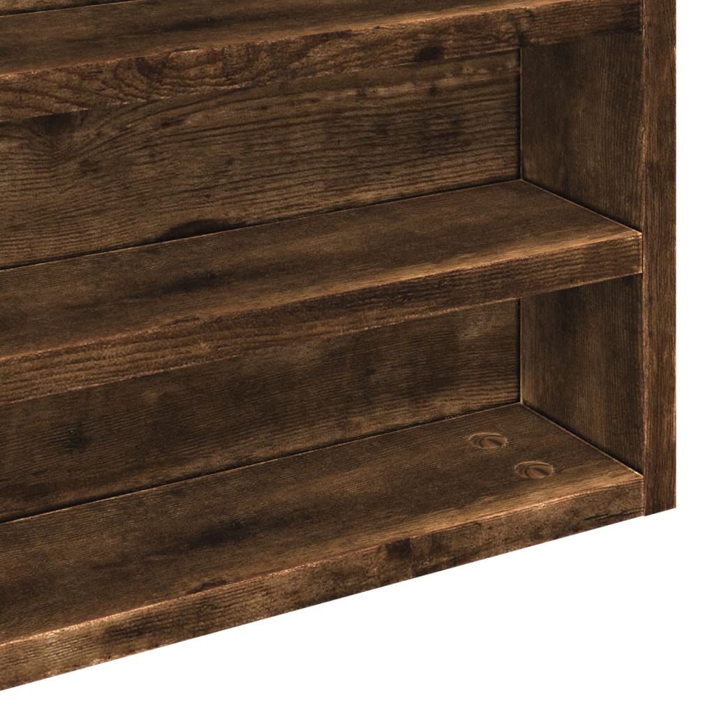 Vitrinekast 100X8,5X75 Cm Bewerkt Hout Gerookt Eikenkleurig Wit