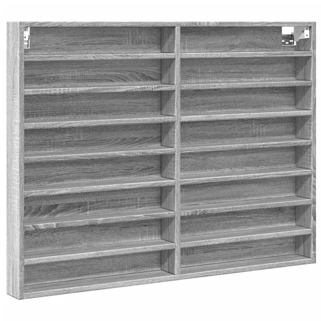 Vitrinekast 100x8,5x75 cm bewerkt hout grijs sonoma eikenkleur