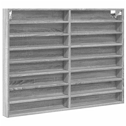 Vitrinekast 100x8,5x75 cm bewerkt hout grijs sonoma eikenkleur