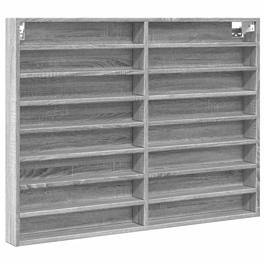 Vitrinekast 100x8,5x75 cm bewerkt hout grijs sonoma eikenkleur