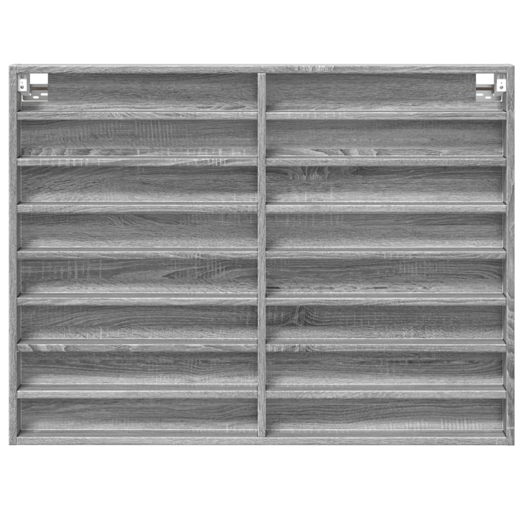 Vitrinekast 100x8,5x75 cm bewerkt hout grijs sonoma eikenkleur