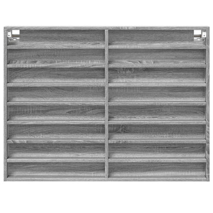 Vitrinekast 100x8,5x75 cm bewerkt hout grijs sonoma eikenkleur