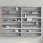 Vitrinekast 100x8,5x75 cm bewerkt hout grijs