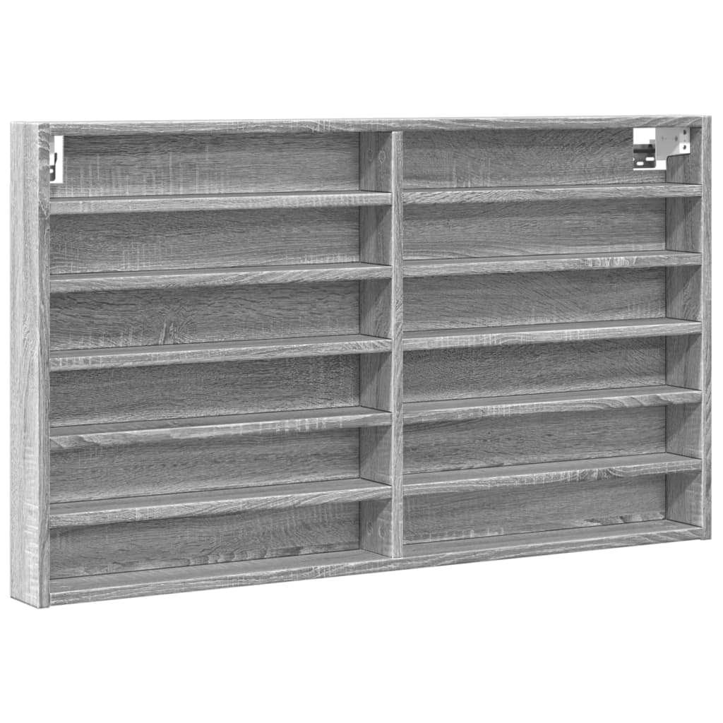 Vitrinekast 100x8,5x58 cm bewerkt hout grijs sonoma eikenkleur