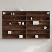 Vitrinekast 100x8,5x58 cm bewerkt hout bruin eiken