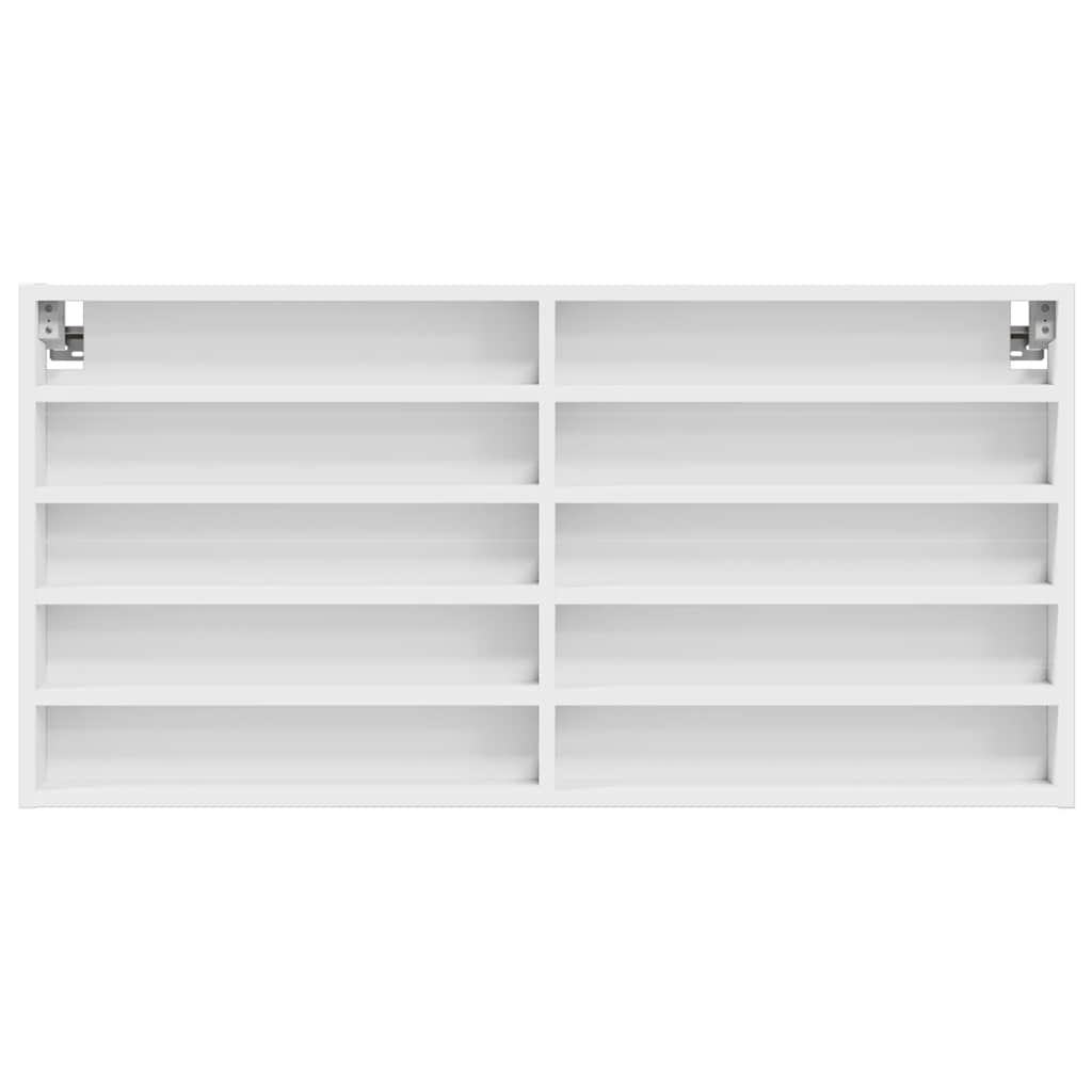 Vitrinekast 100x8,5x50 cm bewerkt hout wit