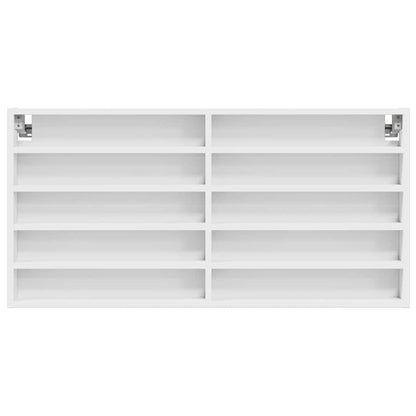 Vitrinekast 100x8,5x50 cm bewerkt hout wit