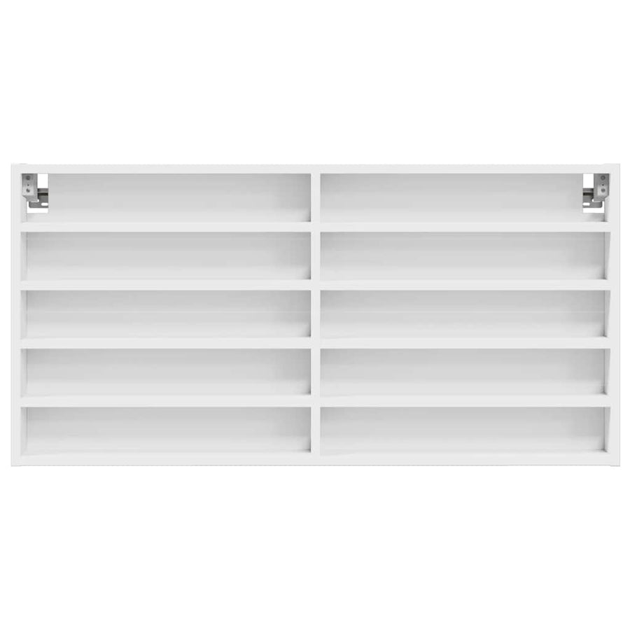Vitrinekast 100x8,5x50 cm bewerkt hout wit