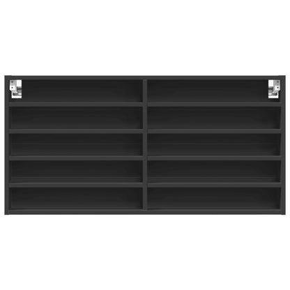Vitrinekast 100x8,5x50 cm bewerkt hout zwart