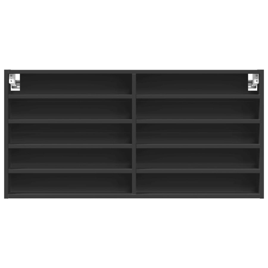 Vitrinekast 100x8,5x50 cm bewerkt hout zwart