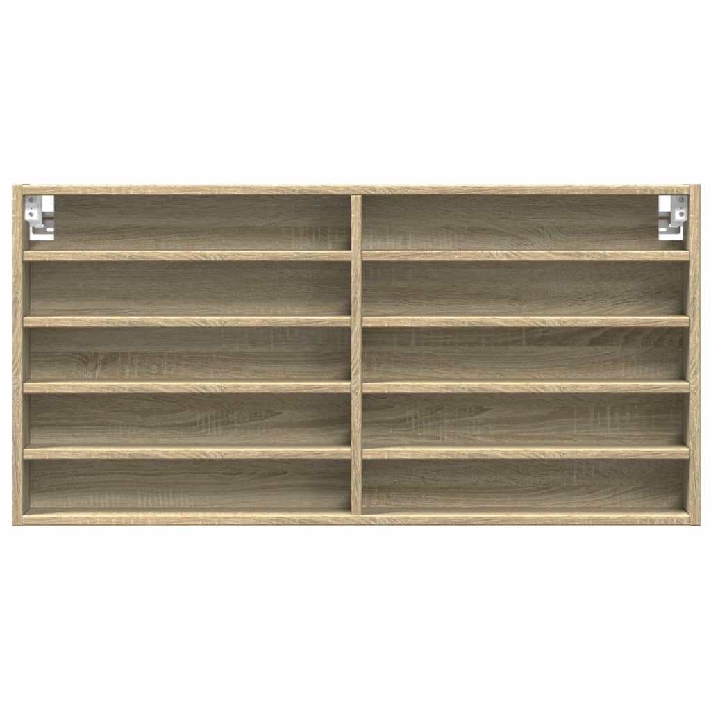 Vitrinekast 100x8,5x50 cm bewerkt hout sonoma eikenkleurig
