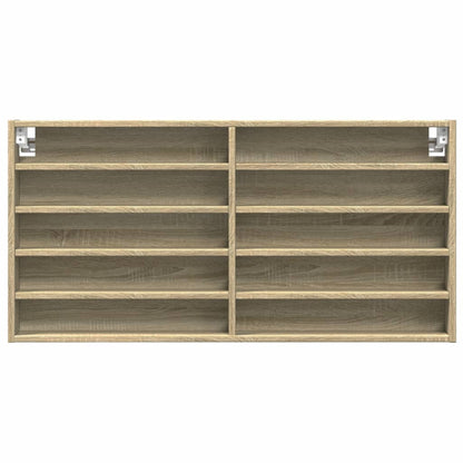 Vitrinekast 100x8,5x50 cm bewerkt hout sonoma eikenkleurig
