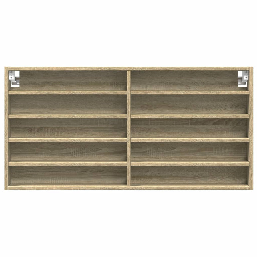 Vitrinekast 100x8,5x50 cm bewerkt hout sonoma eikenkleurig