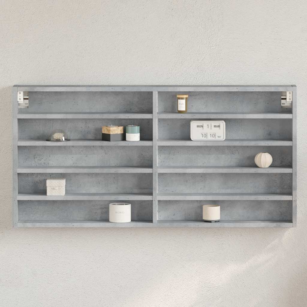 Vitrinekast 100x8,5x50 cm bewerkt hout betongrijs