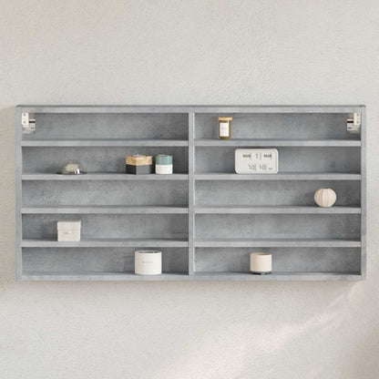 Vitrinekast 100x8,5x50 cm bewerkt hout betongrijs