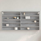 Vitrinekast 100x8,5x50 cm bewerkt hout grijs