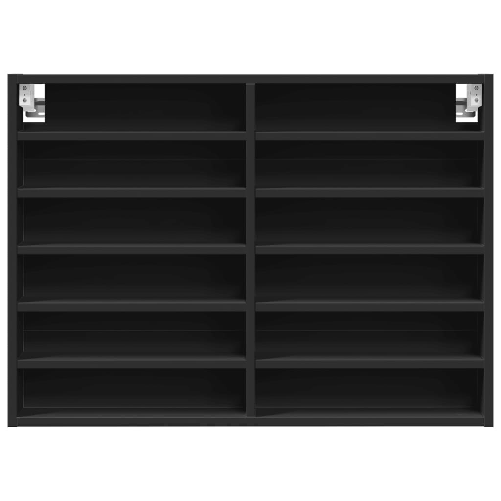 Vitrinekast 80x8,5x58 cm bewerkt hout zwart