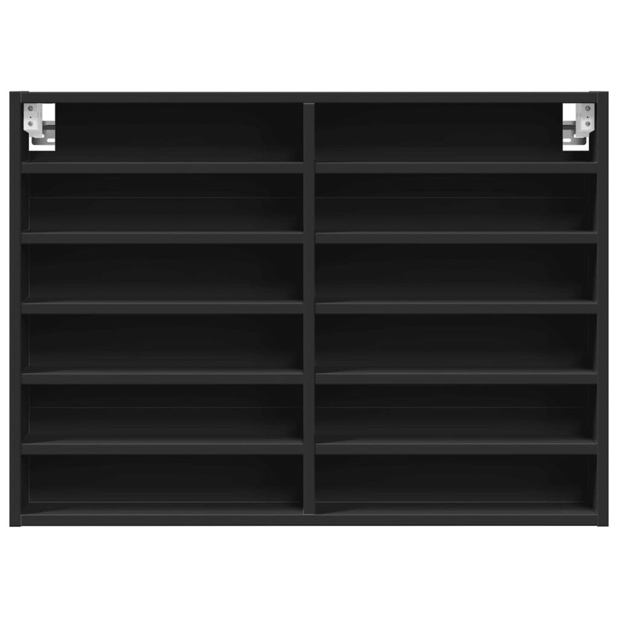Vitrinekast 80x8,5x58 cm bewerkt hout zwart