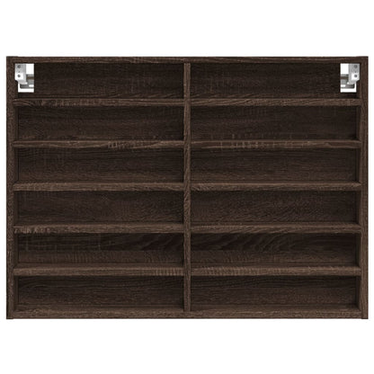 Vitrinekast 80x8,5x58 cm bewerkt hout bruin eikenkleurig