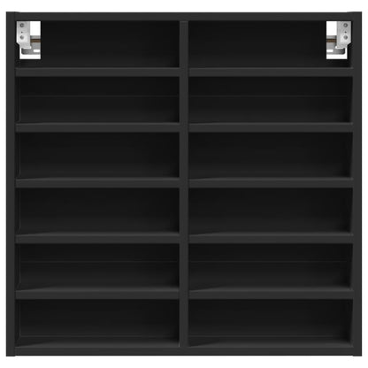 Vitrinekast 60x8,5x58 cm bewerkt hout zwart