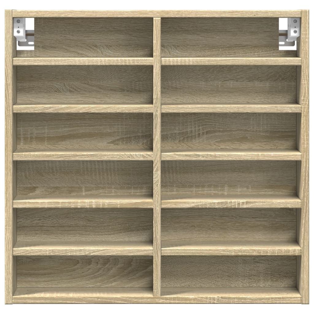 Vitrinekast 60x8,5x58 cm bewerkt hout sonoma eikenkleurig